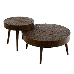 HOMPUS Round Nesting Coffee Table w Honeycomb