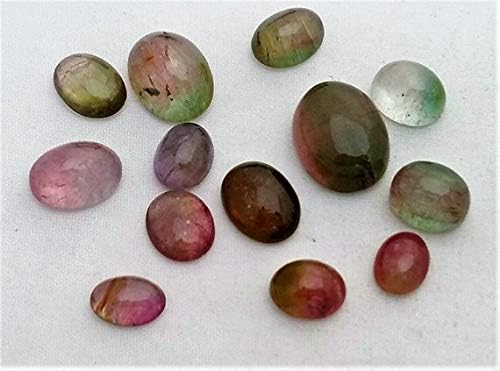 Natural Watermelon Tourmaline Smooth cabochon, Oval Shaped, 6x7 mm - 7x9 mm, 10 Pieces