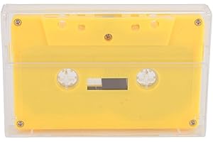 MOPFOL 45 Minutes Blank Cassette Tapes with Clear Case Smooth Playback Clear Sound Audio Storage ABS Yellow Tape Cassette Pla