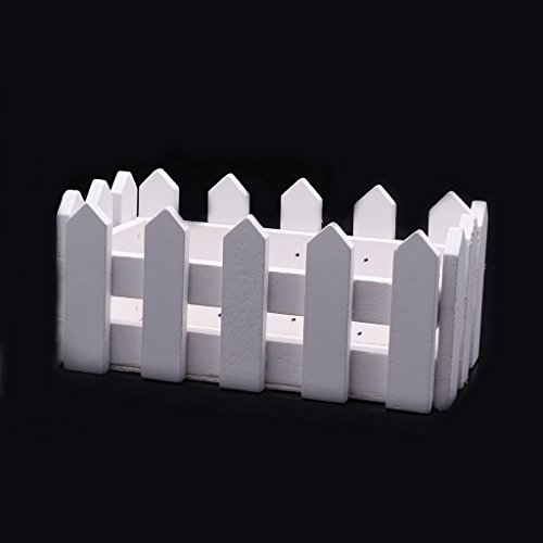 YDZN Wooden Fence Artificial Flower Plant Fence Picket Storage Holder Vase Garden Weeding Home Office Decoration (16 CM)