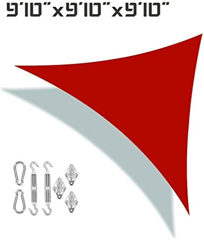 Unicool Deluxe Triangle 9'10" x 9'10" x 9'10" Sun Shade Sail UV Block Canopy Outdoor Patio Top Cover W/ Stainless Steel Hardware Kit Terracotta Red