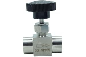CDQBWKJGFJ 1 Piece Stainless Steel 304 Instrument Gas Needle Valve 3/8" NPT Female x 3/8 NPT Female
