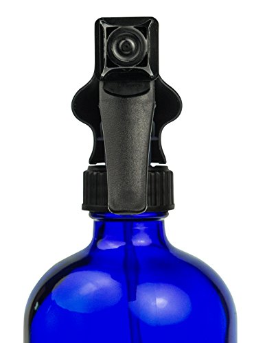 Empty Blue Glass Spray Bottle - 16oz Refillable Container is Perfect for Essential Oils, Cleaning Products, Aromatherapy, and Cooking - Durable Black Trigger Sprayer with Mist and Stream Nozzle - Thumbnail 4