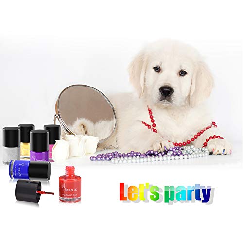 Dog Nail Polish Set, 6 Color Set (Pink, Purple, Red, Gold, Blue, Silver), Non-Toxic Water-Based Pet Nail Polish, Natural and Safe, Suitable for All Pet (Birds, Mice, Pigs and Rabbit), Easy to Remove