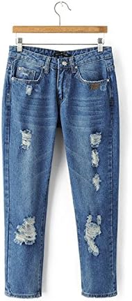 Hoared New Fashion Ripped Blue Women Jeans Woman 2017 Denim High Waist Pantacourt Pants