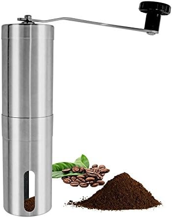 Manual Coffee Grinder Stainless Steel Portable Crank Coffee Bean Mill with Ceramic Burr