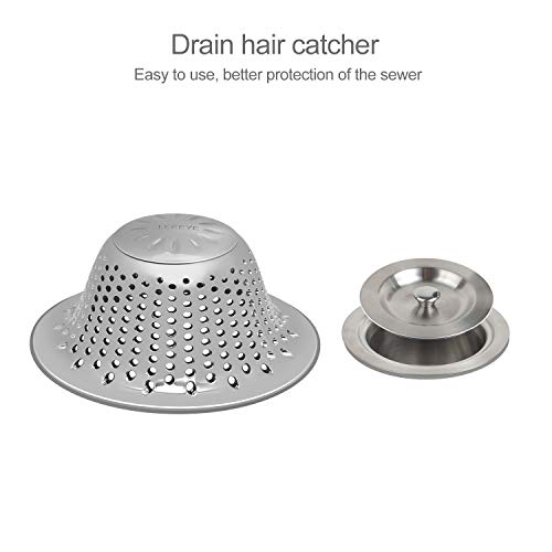 LEKEYE Drain Hair Catcher/Shower Drain Hair Trap/Strainer Stainless Steel Drain Protector-Silver