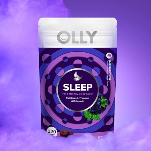 OLLY SLEEP GUMMY, 3 MG MELATONIN, L-THEANINE, CHAMOMILE, AND LEMON BALM EXTRACTS, BLACKBERRY FLAVOR, 60 DAY SUPPLY – 120 COUNT