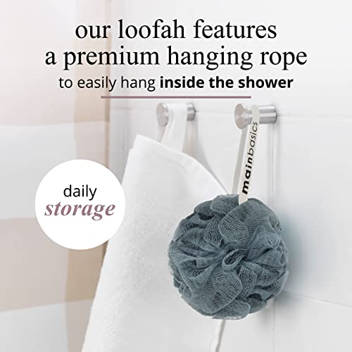 MainBasics Bath Shower Loofah Sponge Pouf Body Wash Scrubber (Set of 3