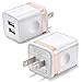 USB Wall Charger, BEST4ONE 2-Pack 2.1A/5V Dual Port USB Plug Power Adapter Charging Block Compatible with iPhone Xs/XR/X, 8/7/6, Samsung, Google Pixel, Kindle, Tablet, Cell Phones (White/Gold)