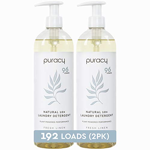 Puracy Natural Liquid Laundry Detergent, 192 Loads, Hypoallergenic, Effective, Fresh Linen, 24