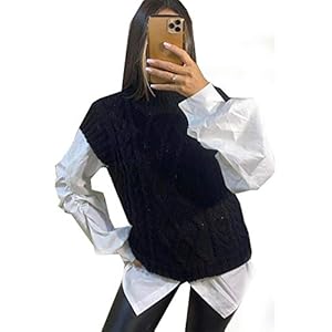 Vrouwen Kabel Gebreide Vest Dames Mouwloos Trui Plain Hoge Hals Gebreide Tank Top