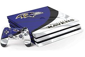 Skinit Decal Gaming Skin Compatible with PS4 Pro Console and Controller Bundle - Officially Licensed NFL Baltimore Ravens Design
