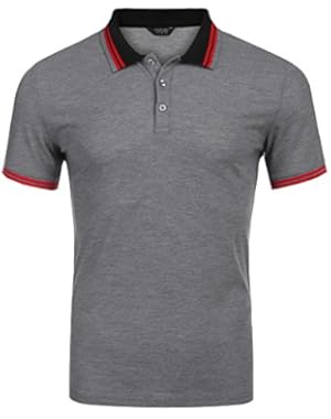 Mens Polo Shirt Fashion Slim Fit Short Sleeve Tee Shirts