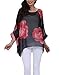 Nicetage Tropical Shirts Sheer Chiffon Blouses for Women Boho Batwing Tops Floral Bat Wing Tunics Plus Size Spring Clothes