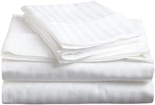 ACS Bedding 350-Thread-Count Egyptian Cotton Luxurious &amp; Super Soft 1-PC Button Closure Duvet Cover Full/Double Striped White With Affordable Price