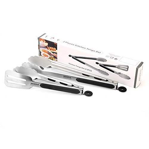 Kitchen Tongs, Joinkitch Stainless Steel Cooking Tongs Set 2 pack (12-inch.9-inch) With Heat Resistant Handle For Kitchen Outdoor Barbeque Salad Fish Thick Steak - Thumbnail 7