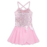 TiaoBug Girls Sequined Ballet Dance Dress Sweetheart Leotard Pink 3-4