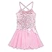 TiaoBug Girls Sequined Ballet Dance Dress Sweetheart Leotard Pink 3-4