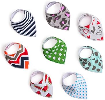 Gracety Bandana Bib Set, 8-Pack Super Absorbent Drool For Boys &amp; Girls