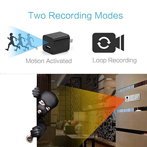ETbotu HD 1080P Camera USB Wall Charger Adapter Video Recorder Security Camera with Card Reader - Thumbnail 4