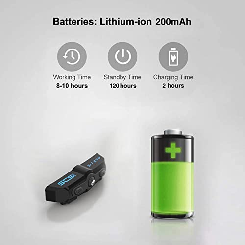 SCSETC S-7EVO Motorcycle Helmet Bluetooth 5.0 Headset 200m 2 Riders Intercom, Bluetooth Motorcycle Headset with CVC Noise Cancellation, Helmet Bluetooth Headset with Waterproof/Handsfree/Voice Control