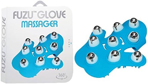 Fuzu Glove Massager - Neon Blue with Free Bottle of Adult Toy Cleaner