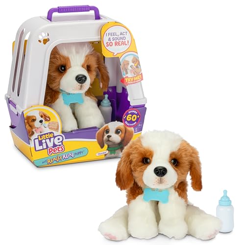 Little Live Pets My Really Real Puppy – Patches; Interaktiver Welpe; 60+ Geräusche/Reaktionen; realistisches Aussehen; 1 aus 72 Varianten; Spielset mi