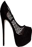 LOLLI COUTURE LACE FAUX LEATHER PLATFORM HIGH HEELS 10 BLACkLACE