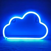 Blue Cloud Neon Light, Cute Neon Cloud Sign, Battery or USB Powered Night Light as Wall Decor for Kids Room, Bedroom, Festival, Party (Blue, Cloud)