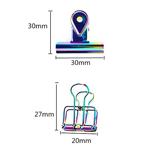 Creative Rainbow Paper Clips, Office Supplier Metal Wire Binder Clips, Colorful Hollow Out Paper Organizer, for Chip & Bag and Food Heavy Duty Clips Home Accessories (6 Pcs) - Thumbnail 2