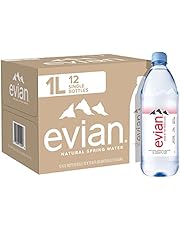evian Natural Spring Water, Naturally Filtered Spring Water in Large Bottles, 33.81 Fl Oz (Pack of 12)