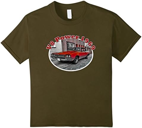 Kids V8 Power 1969 Petrolhead Skylark Custom Classic Car T-Shirt 8 Olive