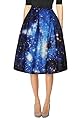 VOGRACE Women's Printed High Waist Knee Length Pleated Midi Princess Skirt