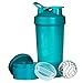 BlenderBottle Shaker Bottle with Pill Organizer and Storage for Protein Powder ProStak System, 22-Ounce, Teal