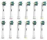 Flossaction Replacement Brush Heads- Professional Floss Action Braun Electric Toothbrush Head 12 Pack- Compatible w/ 7000, Pro 1000, 9600, 500, 3000, 8000, Vitality+ More! 