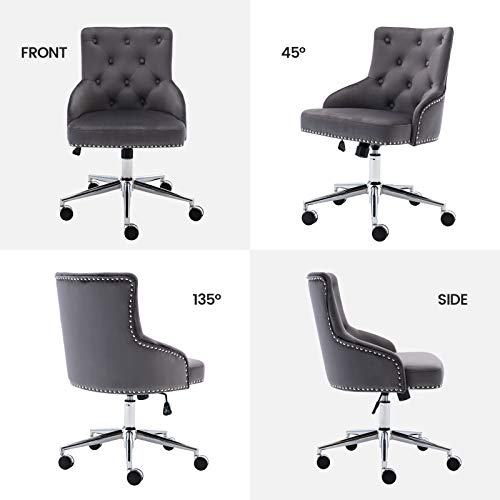 DMF Home Office Chair with High Back, Modern Design Tufted Velvet Desk Task Chair with Arms in