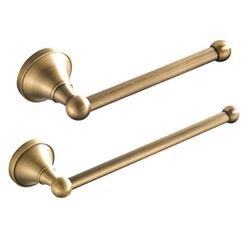 Flybath Set of 2 Bathroom Accessories Set - Towel Rings, Toilet Paper Holder, Wall Mount, Brushed Bronze