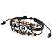 CELOKIY Charm Blue Eyes Multistrand Leather Braided Handmade Adjustable Bracelet,Black
