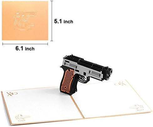 3D Pop Up Cards Greeting Cards Handmade Gift Cards, Pistol