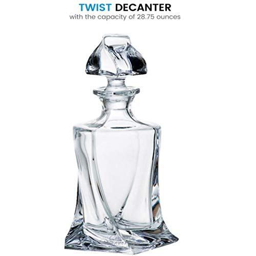 Glass Whiskey Liquor Decanter - High-End Modern Wine Decanter Weighted Bottom European Design 100% Lead Free Crystal Clear For Scotch, Liquor, Bourbon Etc. Whiskey Decanter With Magnetic Gift Box - Thumbnail 2