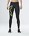 2XU Women's Mid-Rise Compression Tights, Black/Bright Green, Medium