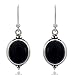 925 Oxidized Sterling Silver Natural Gemstone Oval Shaped Vintage Dangle Hook Earrings 1.3