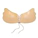 Silicone Invisible Bra Strapless Adhesive Reusable Push-up Bras with Drawstring Cup D Nude