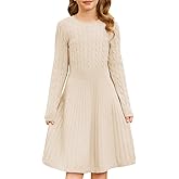 GRACE KARIN Girls Sweater Dress Long Sleeve Knit A Line Casual Midi Fall Winter Dresses 6-12 Years