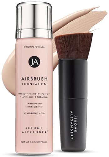 MagicMinerals AirBrush Foundation by Jerome Alexander – 2pc Set with Airbrush Foundation and Kabuki Brush - Spray Makeup with Anti-aging Ingredients f
