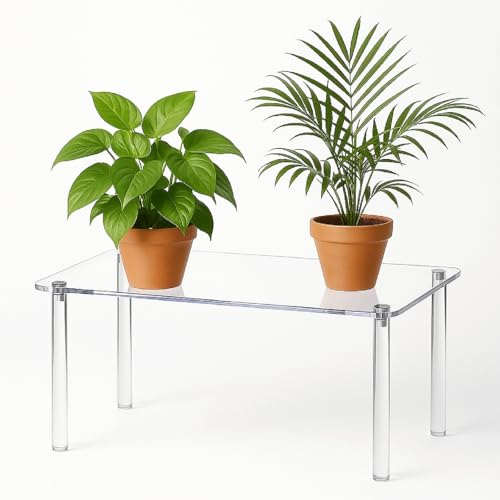 Photo 1 of 1 Pcs 16 Inch Extra Large Acrylic Risers Display Stands Rectangular 4-leg Acrylic Plant Stand, 6mm Thick Clear Shelf Riser Display Stands for Decor Collectibles Figures and Item Photography