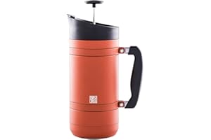 BruTrek BaseCamp Coffee Press - Double Wall Insulated Stainless Steel - Bru-Stop Technology, No Grounds in Coffee, No Spill Lid (Red Rock, 48 fl.oz)