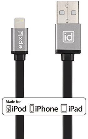 [Apple MFI Certified] epxid® Lightning to USB Cable 3.3ft/ 1m with Aluminum Finish and Flat Cable For Apple iPhone 6s, 6 Plus 5s 5c 5, iPad Pro Air 2, iPad mini 4 3 2, iPod touch 5 6/ nano 7(Black)