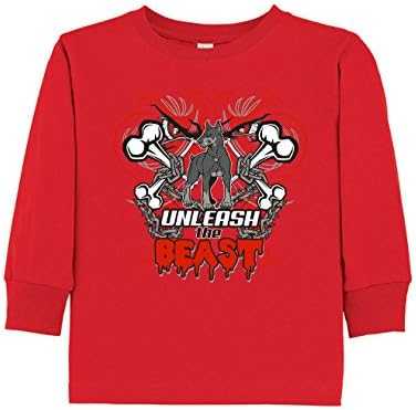 Tenacitee Boy's Toddler Unleash The Beast Long Sleeve T-Shirt, 2T, Red